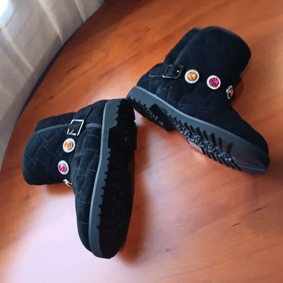NWT Kids Kurt Geiger Suede Quilted and Jeweled Mini Orson Bootie - Picture 3 of 10